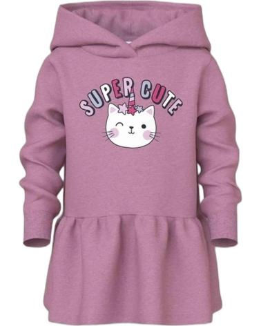 NAME IT SUDADERA CON CAPUCHA Y VOLANTES PARA NIÑA, DISEÑO DE GATO MORADO