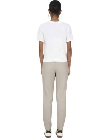 ONLY PANTALÓN LARGO BEIGE DE TALLE ALTO CON CORDÓN PARA MUJER BEIGE