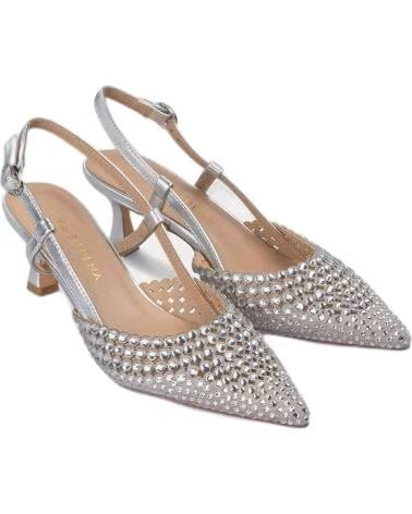 ALMA EN PENA WOMEN´S SILVER RHINESTONE SLINGBACK HEELS DORADO