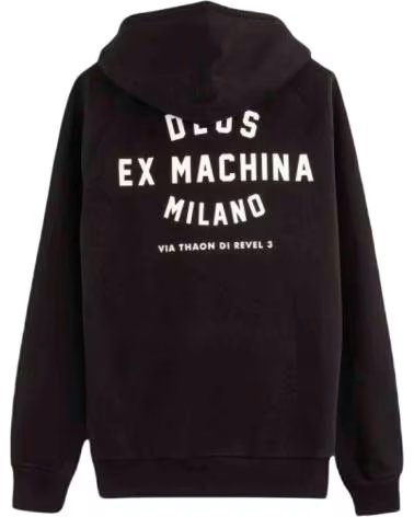 DEUS EX MACHINA FELPA CON CAPPUCCIO NERA DEUS EX MACHINA DA UOMO NEGRO