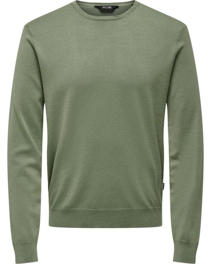 ONLY JERSEY DE PUNTO FINO DE CUELLO REDONDO PARA HOMBRE ONLY SONS VERDE VERDE