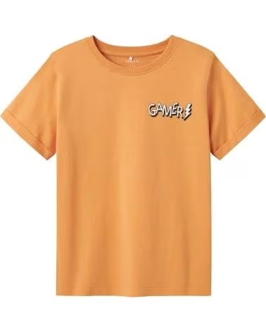 NAME IT NAME IT UNISEX-T-SHIRT MIT KURZEN ÄRMELN UND KOPFHÖRERAUFDRUCK NARANJA
