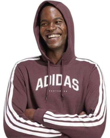 ADIDAS FELPA CON CAPPUCCIO ADIDAS ESSENTIALS 3-STRIPES DA UOMO MARRON