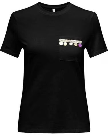 ONLY CAMISETA DE MANGA CORTA NEGRA PARA MUJER NEGRO