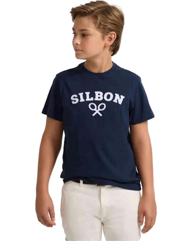 SILBON T-SHIRT DE MANGA CURTA COM LOGÓTIPO GRÁFICO AZUL