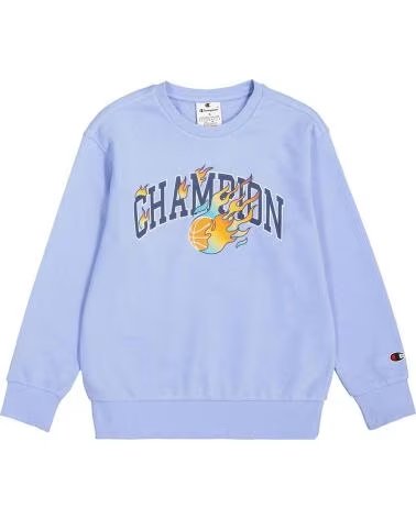 CHAMPION FELPA CON GRAFICA DI PALLACANESTRO IN FIAMME AZUL