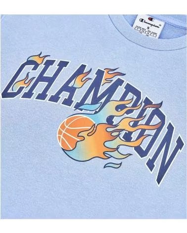 CHAMPION FELPA CON GRAFICA DI PALLACANESTRO IN FIAMME AZUL