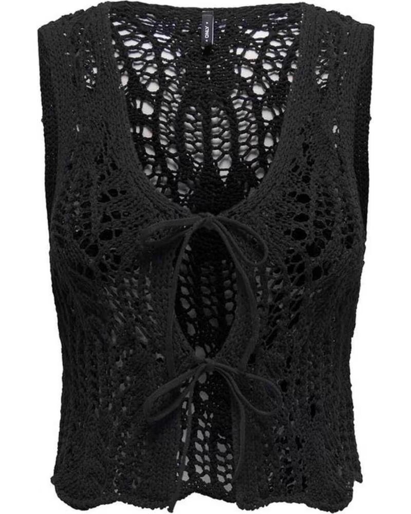 ONLY GILET IN MAGLIA TRAFORATA DA DONNA NEGRO