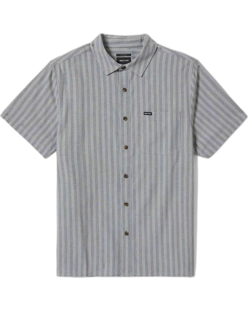 BRIXTON CAMICIA A RIGHE A MANICHE CORTE BRIXTON DA UOMO GRIS