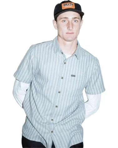 BRIXTON CAMICIA A RIGHE A MANICHE CORTE BRIXTON DA UOMO GRIS