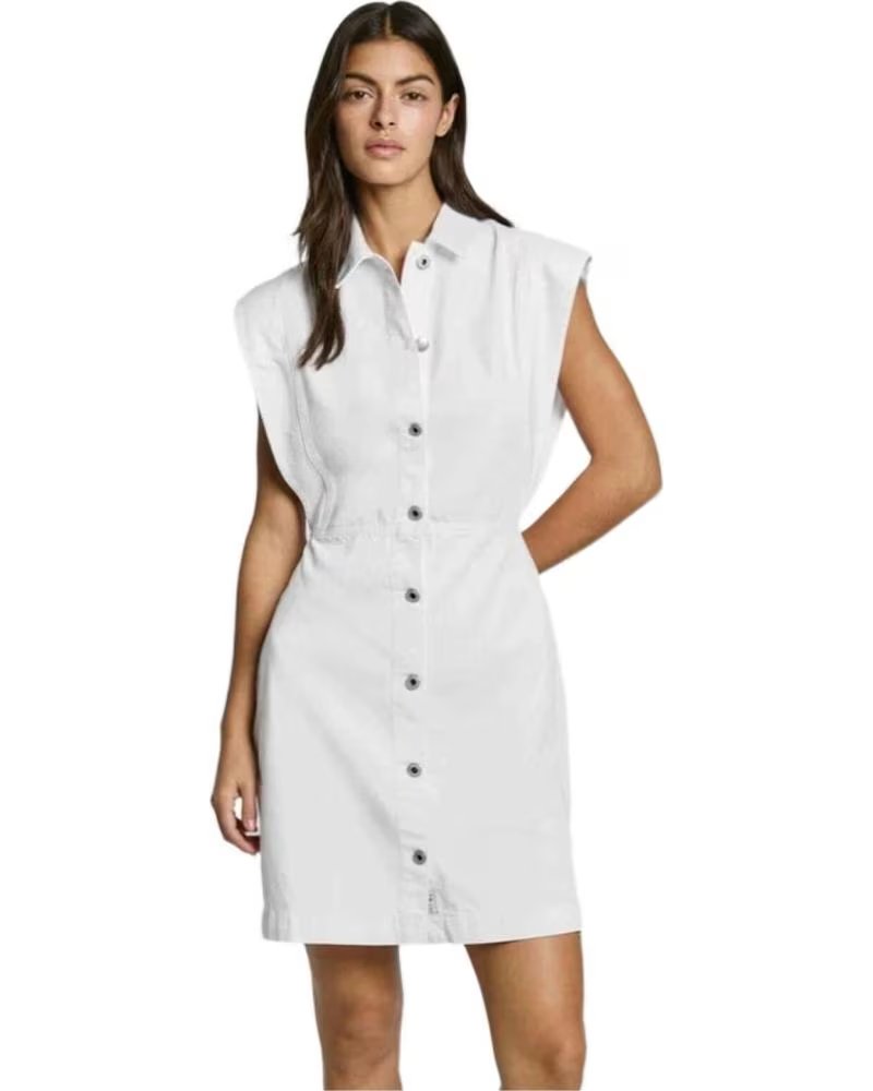 PEPE JEANS PEPE JEANS WEISSES ÄRMELLOSES HEMDKLEID FÜR DAMEN BLANCO