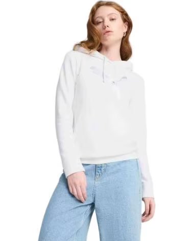 PUMA MOLETOM PUMA ESSENTIALS METALLIC COM CAPUZ FEMININO BLANCO