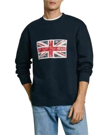 PEPE JEANS FELPA PEPE JEANS DA UOMO CON STAMPA UNION JACK AZUL