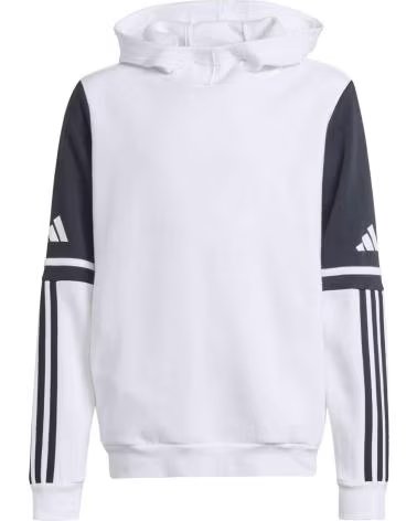 ADIDAS FELPA CON CAPPUCCIO ESSENTIALS 3 STRISCE BAMBINO BLANCO