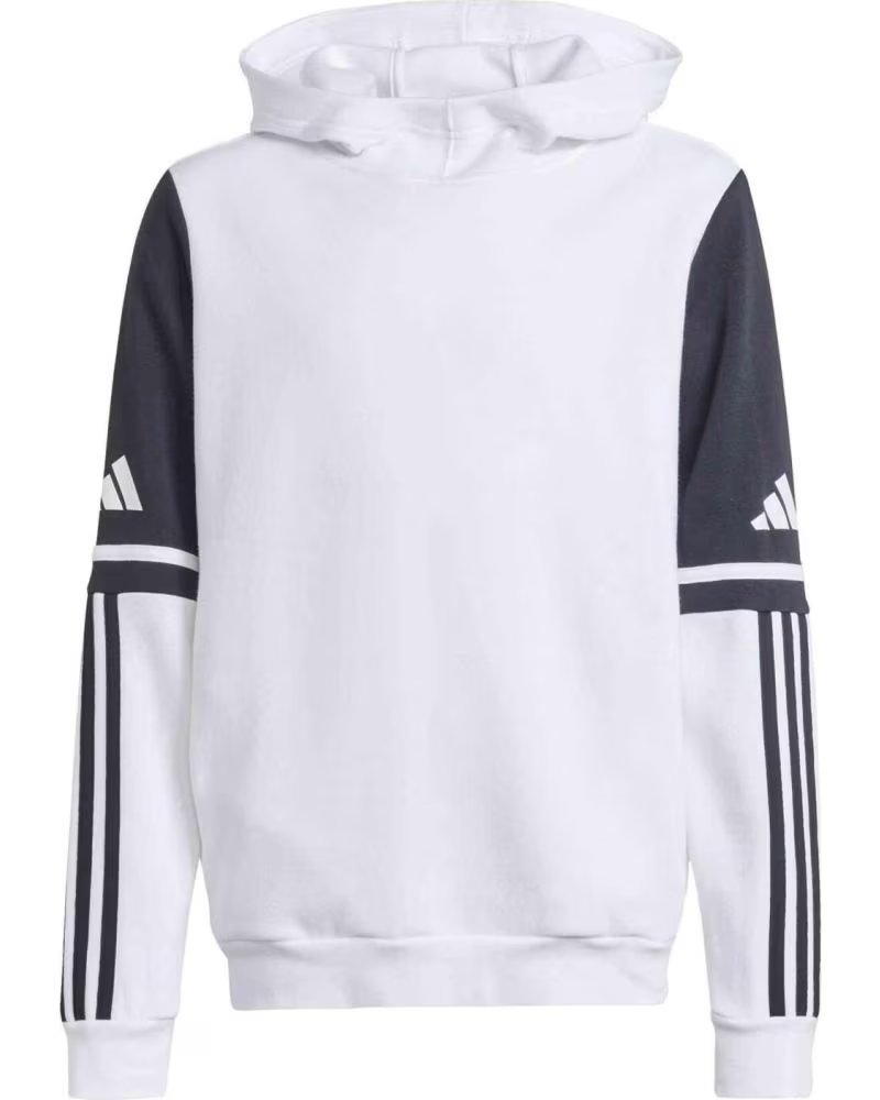 ADIDAS FELPA CON CAPPUCCIO ESSENTIALS 3 STRISCE BAMBINO BLANCO