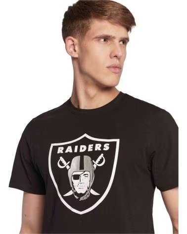 NEW ERA CAMISETA PRETA DE MANGA CURTA NEW ERA MASCULINA COM LOGO RAIDERS NEGRO
