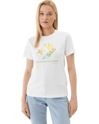 CONVERSE CONVERSE DAMEN KURZARM-T-SHIRT MIT BLUMENPRINT BLANCO