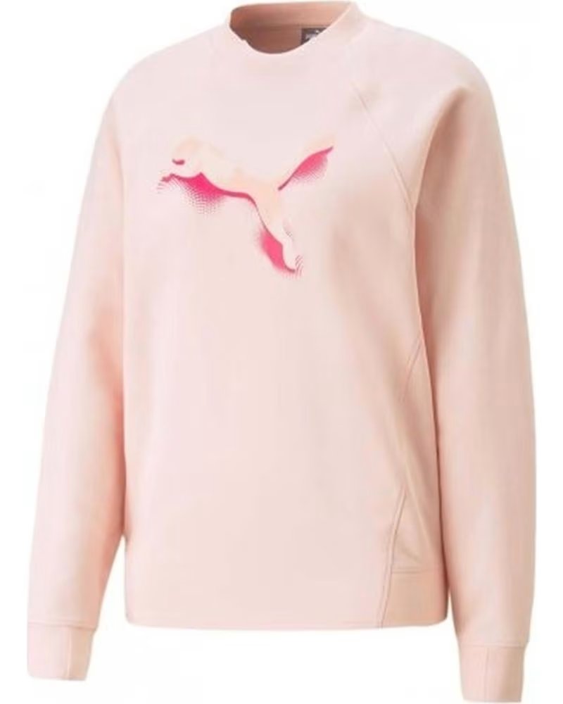 PUMA SWEATSHIRT PUMA CLASSICS LOGO FEMME ROSE MANCHES LONGUES ROSA