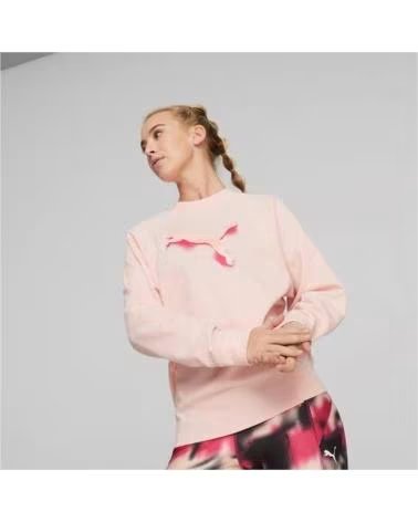 PUMA SWEATSHIRT PUMA CLASSICS LOGO FEMME ROSE MANCHES LONGUES ROSA