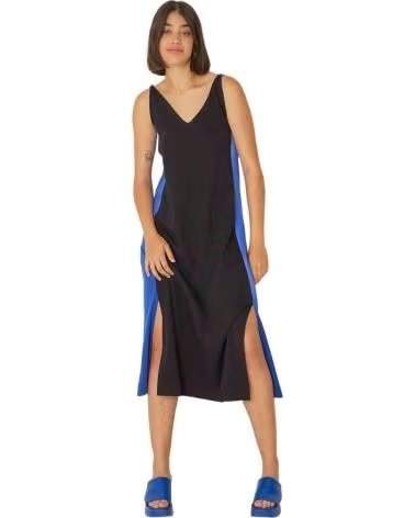 SKFK SKFK DAMEN-KLEID MIT GERADEM SCHNITT UND BLAUEN SEITENAKZENTEN NEGRO