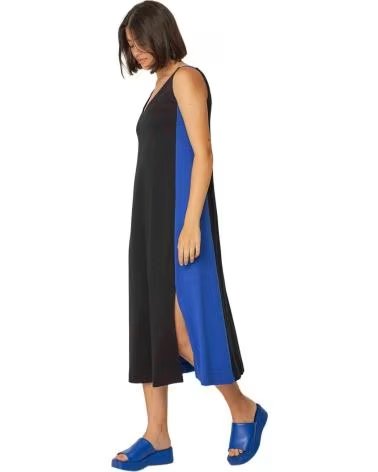SKFK SKFK DAMEN-KLEID MIT GERADEM SCHNITT UND BLAUEN SEITENAKZENTEN NEGRO