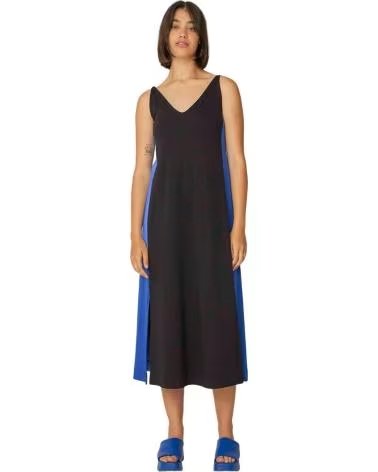 SKFK SKFK DAMEN-KLEID MIT GERADEM SCHNITT UND BLAUEN SEITENAKZENTEN NEGRO