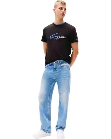 TOMMY HILFIGER CAMISETA TOMMY JEANS NEGRA CON LOGO AZUL ELÉCTRICO NEGRO