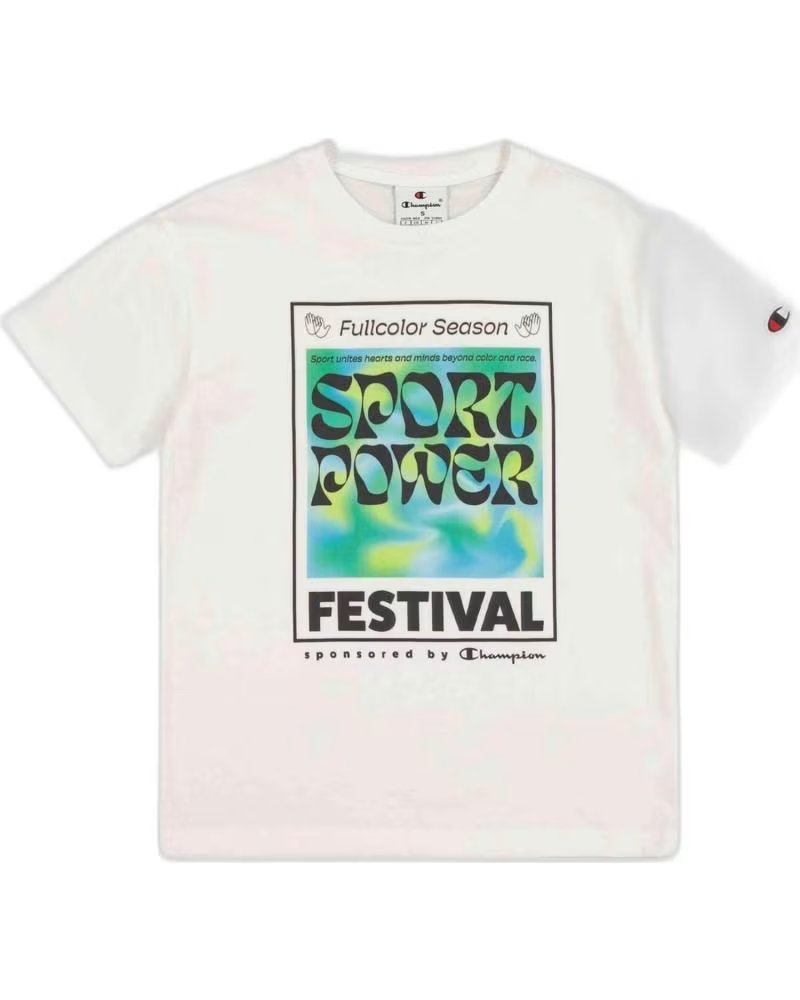 CHAMPION CHAMPION BOYS´ SHORT SLEEVE T-SHIRT WITH ´SPORT POWER FESTIVAL´ PRINT BLANCO