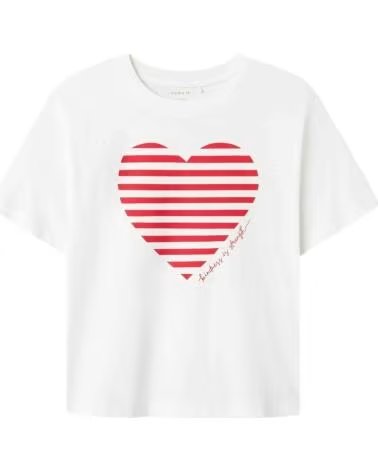 NAME IT KURZARM-T-SHIRT FÜR MÄDCHEN MIT HERZ BLANCO