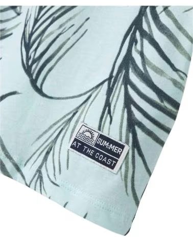 NAME IT KURZARM-T-SHIRT FÜR JUNGEN MIT BLATTDRUCK AZUL