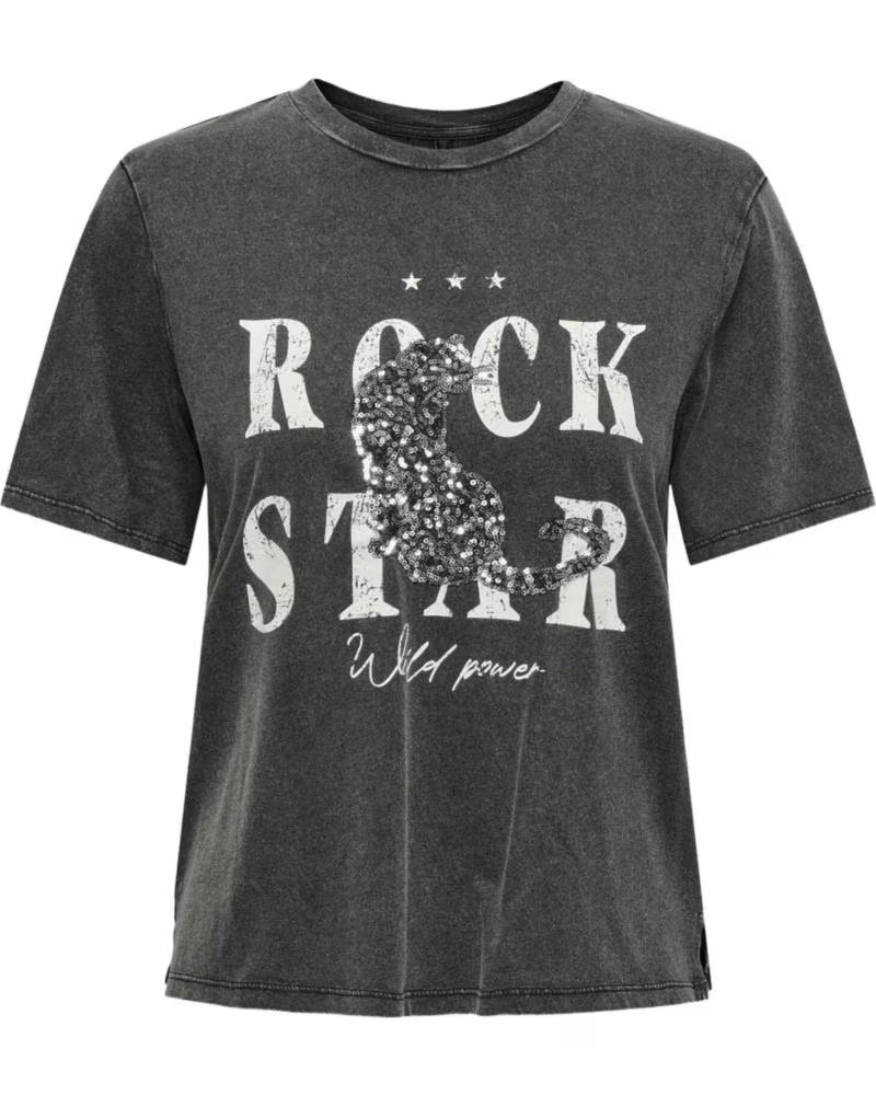 ONLY CAMISETA MANGA CORTA ESTAMPADO ROCK STAR NEGRO 865298