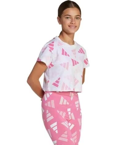 ADIDAS ADIDAS ESSENTIALS LOGO CELEBRATION CROPPED T-SHIRT FOR WOMEN BLANCO
