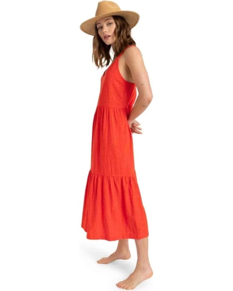 ROXY ROXY WOMEN´S ORANGE MAXI DRESS WITH SPAGHETTI STRAPS NARANJA