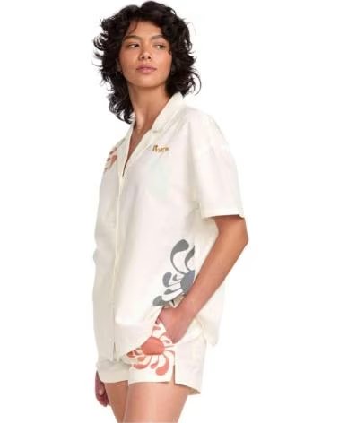 RVCA CAMICIA A MANICHE CORTE RVCA DA DONNA BEIGE