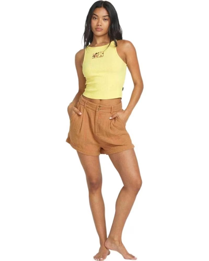 BILLABONG SHORT EN LIN BILLABONG POUR FEMME MARRON
