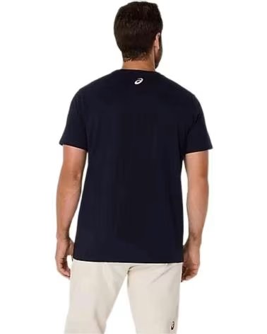 ASICS MAGLIETTA A MANICHE CORTE ASICS DA UOMO, BLU NAVY NEGRO