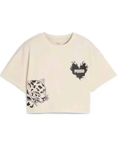 PUMA CAMISETA DE MANGA CORTA EN PARA NINAS BEIGE