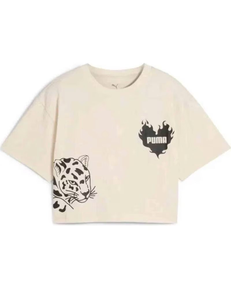 PUMA CAMISETA DE MANGA CORTA EN PARA NINAS BEIGE