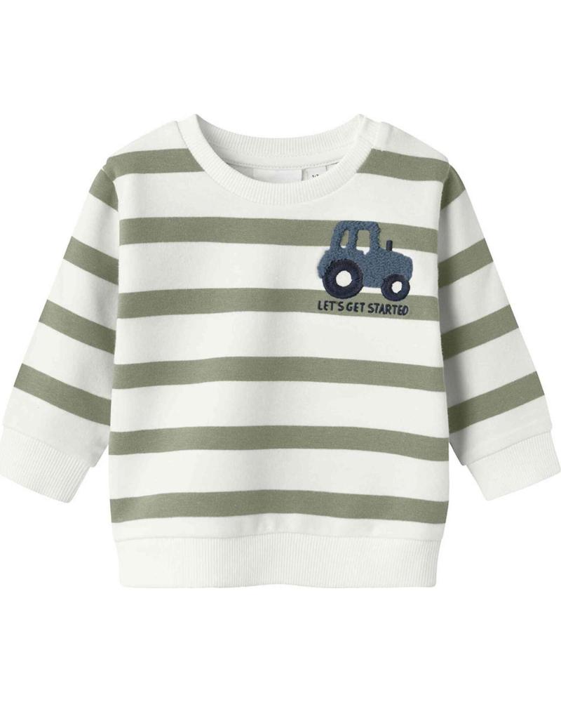 NAME IT CAMISETA DE MANGA LARGA A RAYAS CON TRACTOR PARA NIÑOS BLANCO
