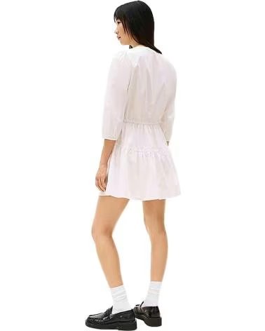 TOMMY JEANS VESTIDO BLANCO DE POPELINA DE ALGODÓN CON CINTURA ELÁSTICA PARA MUJER BLANCO