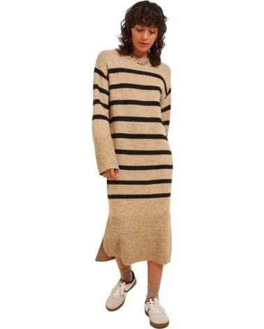JJXX GESTREIFTES STRICKKLEID 12246514 FÜR DAMEN BEIGE BEIG