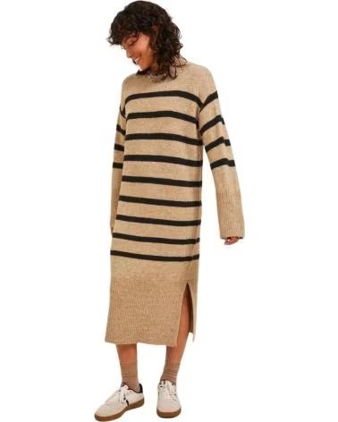 JJXX GESTREIFTES STRICKKLEID 12246514 FÜR DAMEN BEIGE BEIG