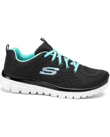 SKECHERS ZAPATILLAS EN MULTICOLOR PARA MUJER BLACK MESH- TURQUOISE TRIM