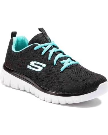 SKECHERS ZAPATILLAS EN MULTICOLOR PARA MUJER BLACK MESH- TURQUOISE TRIM