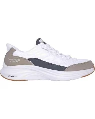 SKECHERS ZAPATILLAS EN PARA HOMBRE WHITE MESH-DURALEATHER-TAUPE TRIM