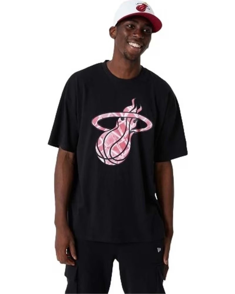 NEW ERA NEW ERA NBA MIAMI HEAT SHORT SLEEVE T-SHIRT BLACK MEN