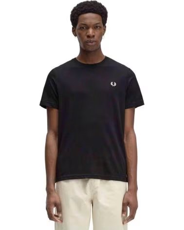 FRED PERRY T-SHIRT DE MANGA CURTA CREW NECK BLACK