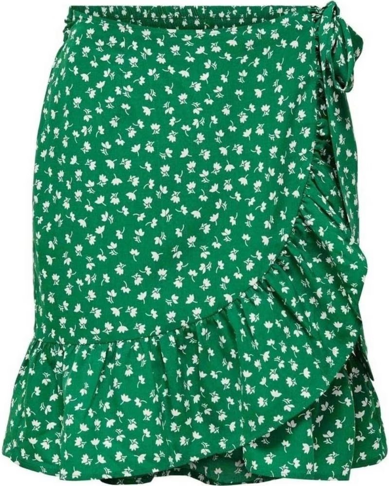 ONLY GREEN PRINTED WRAP SKIRT FOR WOMEN BLUE