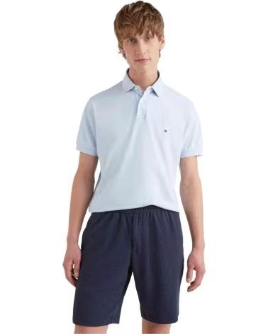 TOMMY HILFIGER SHORT-SLEEVE POLO SHIRT MW0MW17770C1O FOR MEN BREEZY BLUE