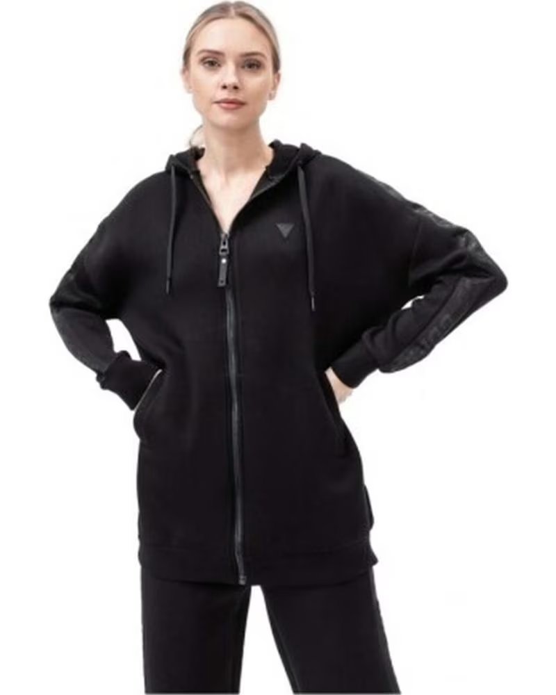 GUESS MOLETOM COM CAPUZ PRETO GUESS FEMININO NEGRO